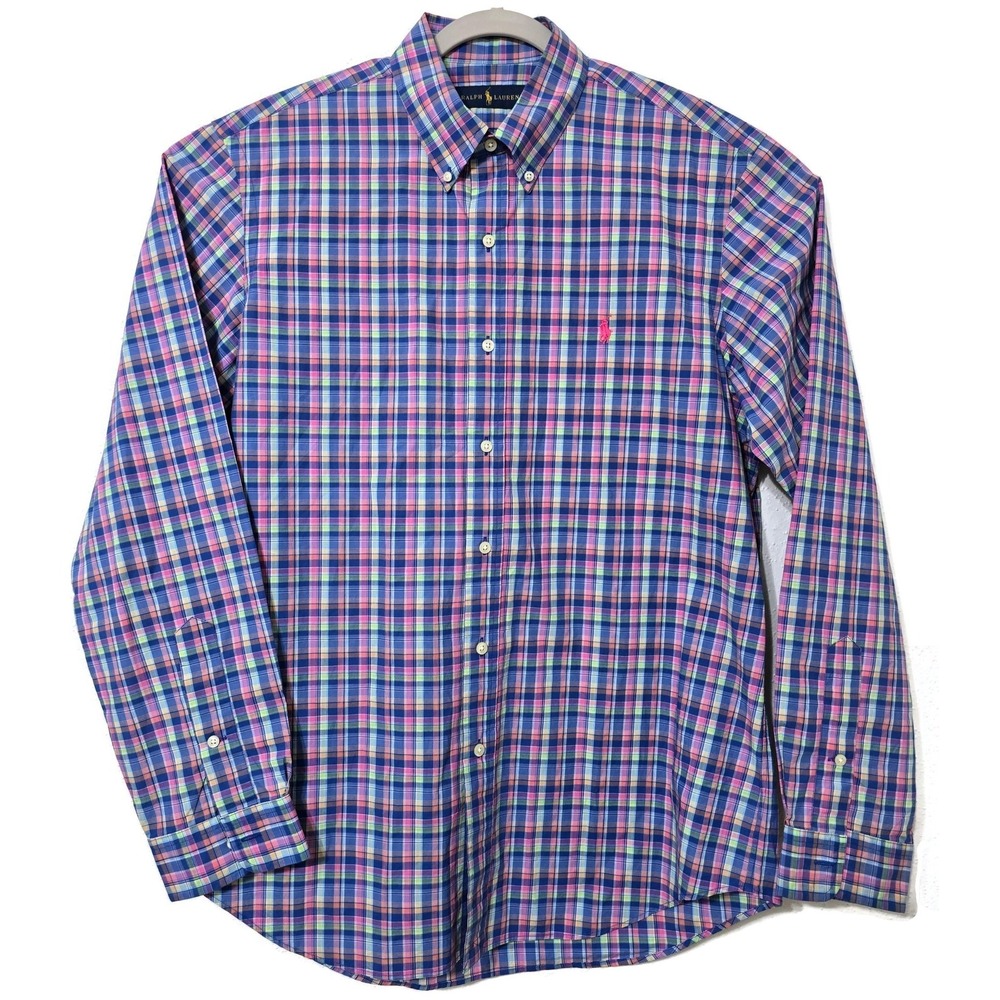 Ralph Lauren Shirt Mens Large Multicolor Plaid Long Sleeve Button Down‎ Casual